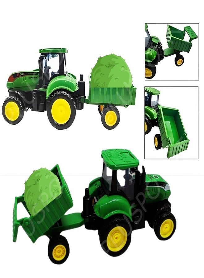 بلس بوينت ألعاب جرارات زراعية من PLUSPOINT، مركبات تعمل بالقصور الذاتي الاحتكاكي، شاحنة جرار زراعي مع عربة، ألعاب زراعية، شاحنات ألعاب احتكاكية للأولاد والبنات من عمر 3 سنوات فما فوق، لعبة أطفال (جرار) - Image 5